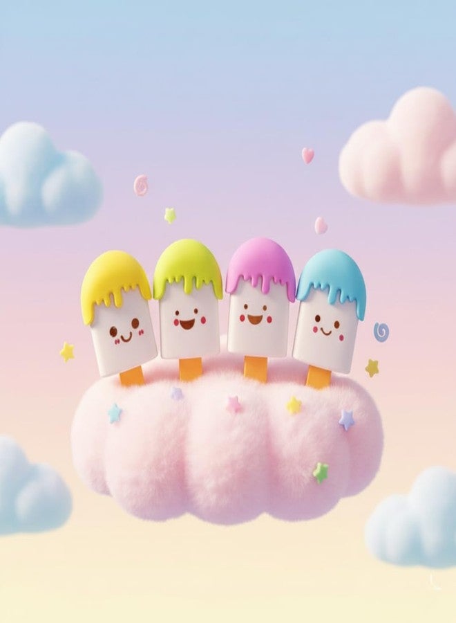 KHUSHA CREATIONS Set of 10 Cute Popsicle Erasers for Kids | Fun & Colorful Stationery Rubber Set | School & Office Supplies | Soft Eraser for Pencil | Cartoon Ice Cream Shape Erasers for Boys & Girls Gift - Image 2